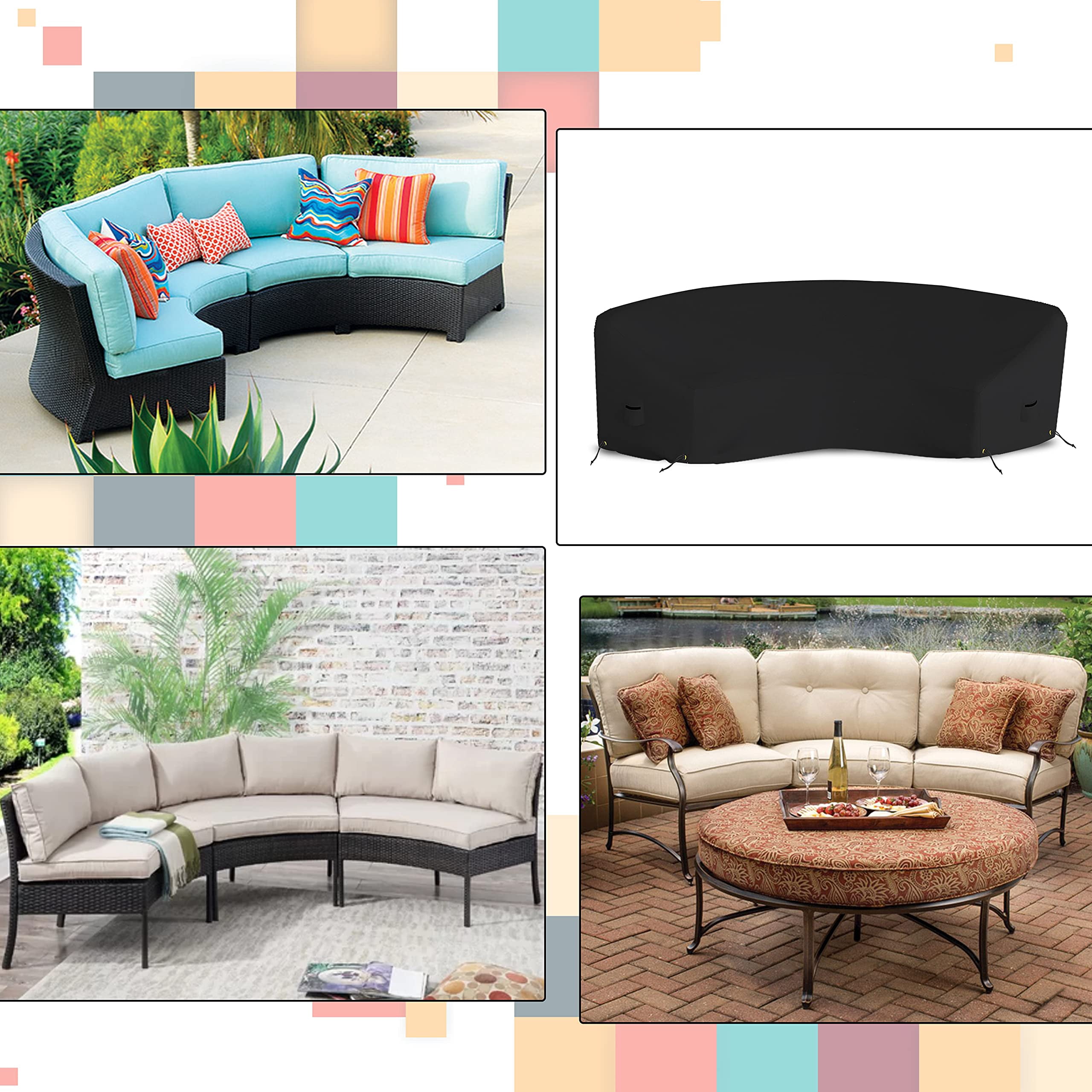Covers&All Curved Outdoor Couch Cover, 1000D Waterproof, UV-Resistant Patio Furniture Cover