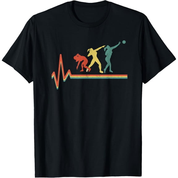 Shot Put Throw Retro Heartbeat Vintage Track And Field Women T-Shirt