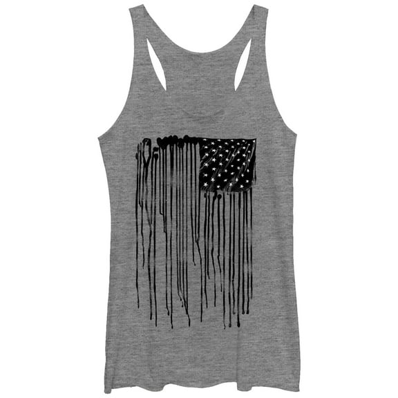Women's Lost Gods Dripping American Flag Racerback Tank Top Gray Heather Medium