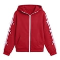 thumbnail image 6 of Girls Cute Hooded Jacket Full Zip Soft Fleece Bow Long Sleeve Sweatshirt Coat with Side Pockets Casual Daily Outwear Tops Red 14-15Y, 6 of 7