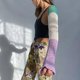 thumbnail image 2 of Women Long Sleeve Crochet Knit Crop Top Contrast Color Cutout Sweater Shrug Hollow Open Front Fishnet Cover Up Cardigan S Yellow, 2 of 4