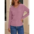 thumbnail image 4 of DOKOTOO Sweaters for Women Cable Knit Pullover Sweaters Long Sleeve V Neck Sweaters Jumper Tops, 4 of 7
