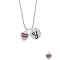 thumbnail image 2 of Delight Jewelry Acrylic Pink "Puppy Love / Take a Walk" Heart Silvertone Script Initial Disc - Y - Charm Necklace, 20"+3", 2 of 4