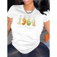 thumbnail image 1 of Floral & Number Print Short Sleeve Crew Neck T-shirt, Casual Sports Short Sleeve Crew Neck Summer Top, Women's Clothing, 1 of 6