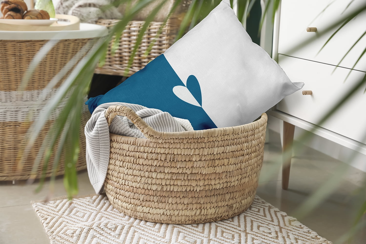 20" x 14" Simply Daisy Modern Heart Polyester Indoor/Outdoor Pillow, Teal Qty 1