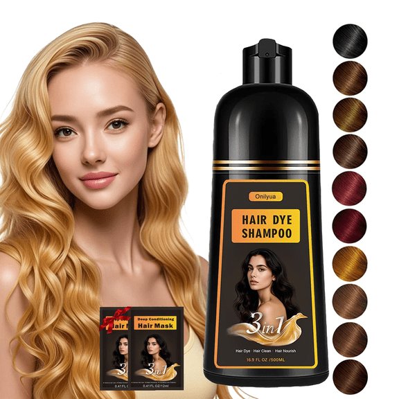 Hair Dye Shampoo Blonde Brown, 3 in 1 Long-Lasting Hair Coloring Shampoo with Herbal Ingredients, Instant Magic Hair Dye with Hair Masks, Easy Application Shampoo Para Canas for Women Men 16.9 Fl Oz