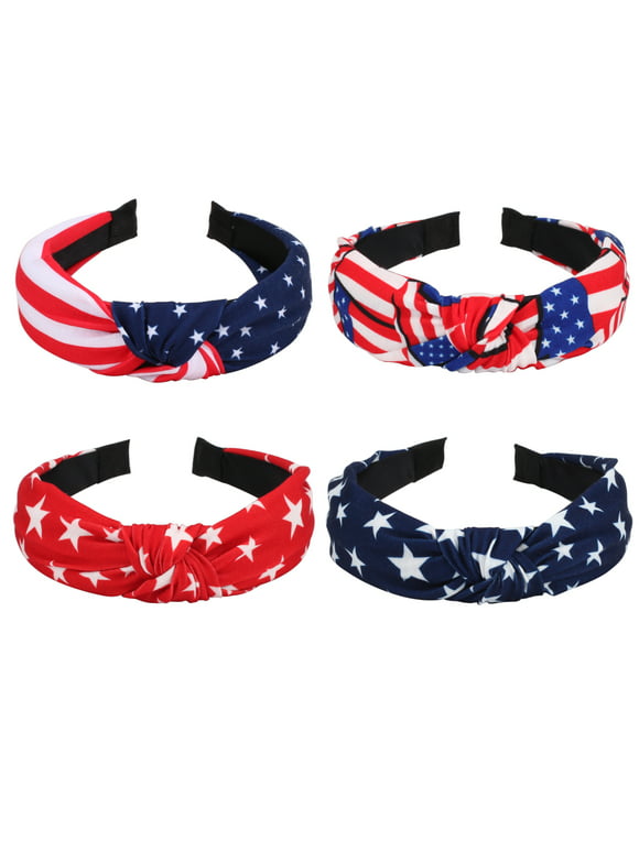 USA Flag Hair Accesssory Red White and Blue Patriotic American Flag Headbands for Women Girls
