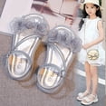 thumbnail image 4 of Spazoro Girls Dress Sandals with Bow, Soft Comfortable Open Toe Adjustable Buckle Non-Slip Sole Cute Princess Sandals for Toddler Silver, 4 of 9