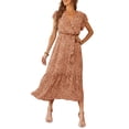 thumbnail image 1 of Vestido PRETTYGARDEN Mujer Verano Floral Bohemio Cruzado con Escote en V Talla L, 1 of 6