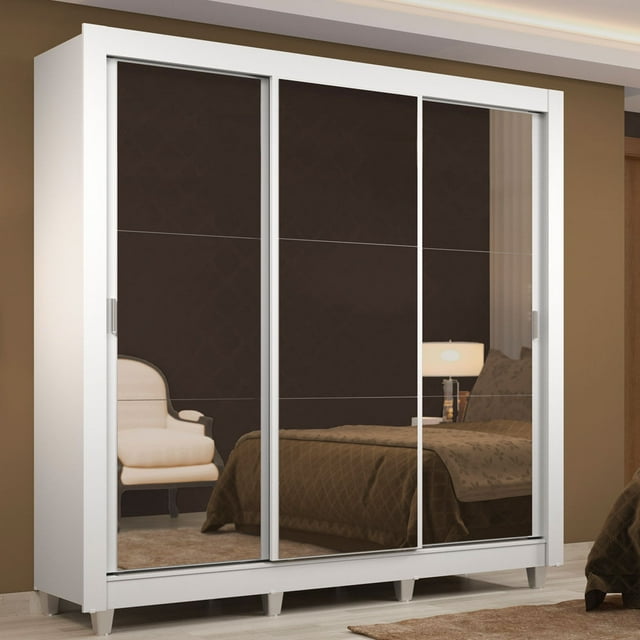 Ropero Closet Madesa Lyon 3 Puertas Con Espejo Pies Blan