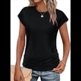 thumbnail image 3 of Camiseta de Corta con Cuello Redondo y Fruncido para Mujer, Color Negro, Talla XL, 3 of 8