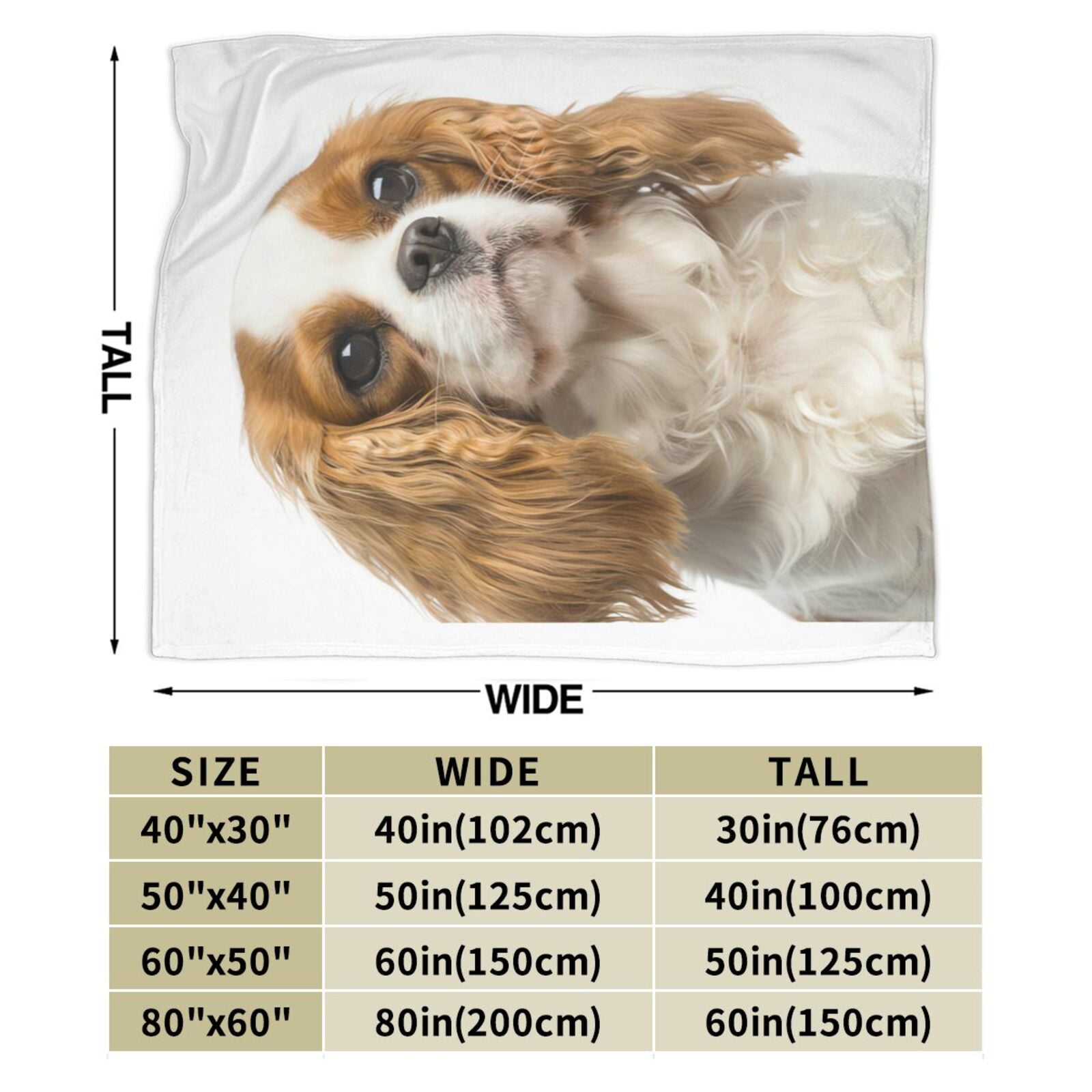 Wijzvio Cavalier King Charles Spaniel Dog Throw Blanket Soft Fuzzy Fleece Blanket For Couch Bed Living Room Decoration 60"X50"