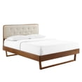 thumbnail image 3 of Modway Bridgette Queen Wood Platform Bed with Angular Frame in Walnut/Beige, 3 of 10