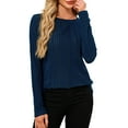 thumbnail image 3 of JYLFC Women Casual Long Sleeve Crew Neck Pullover Sweaters Navy Blue XL, 3 of 7