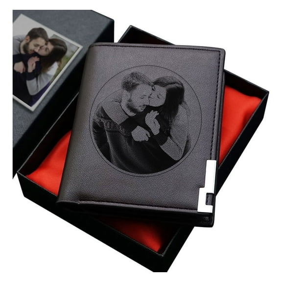 Custom Engraved Wallets Personalized Photo Leather Wallet Men,Husband,Dad,Son,Personalized Gifts (Coffee)
