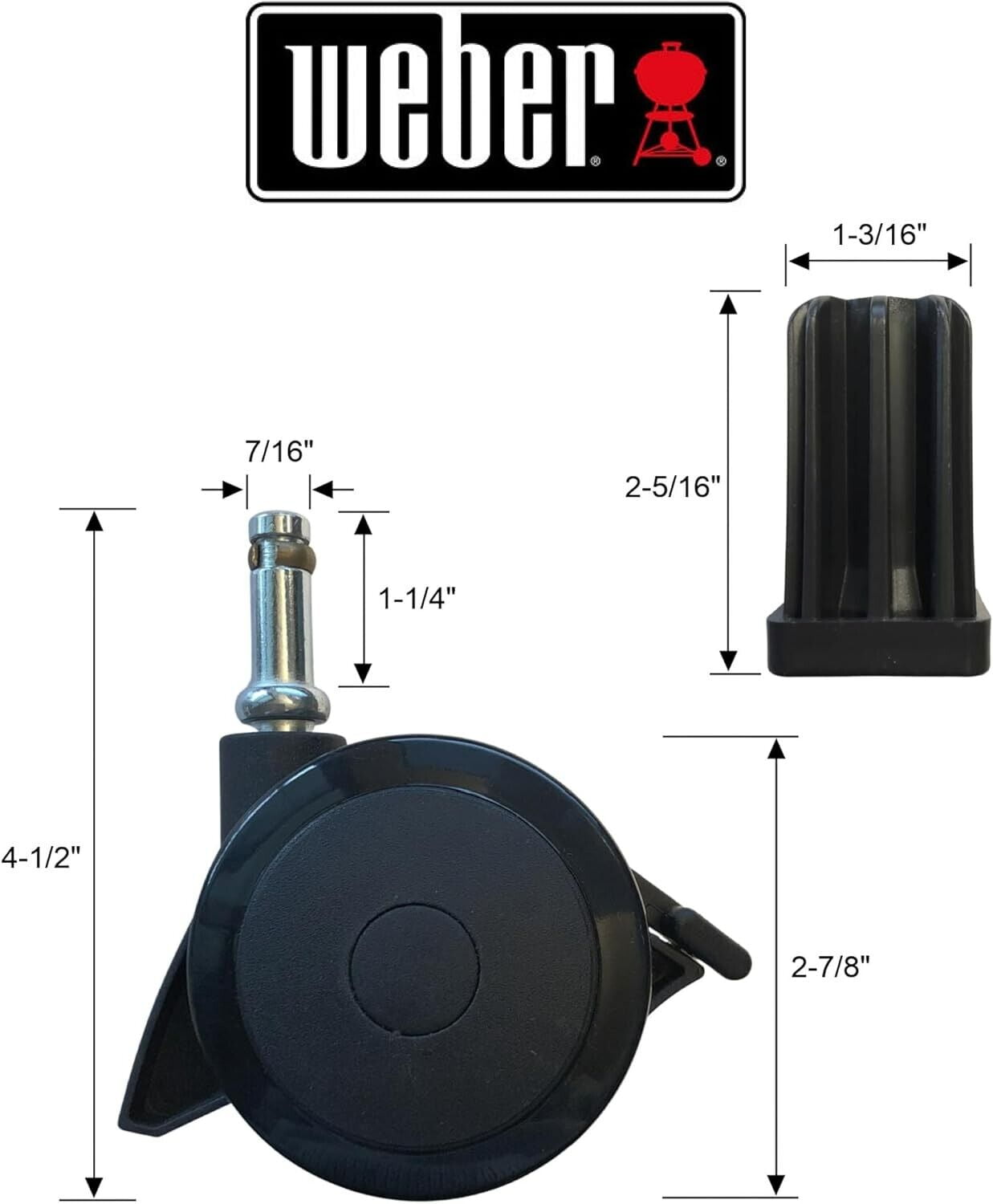 Weber Replacement Caster Wheels for Grills, Black Multipack