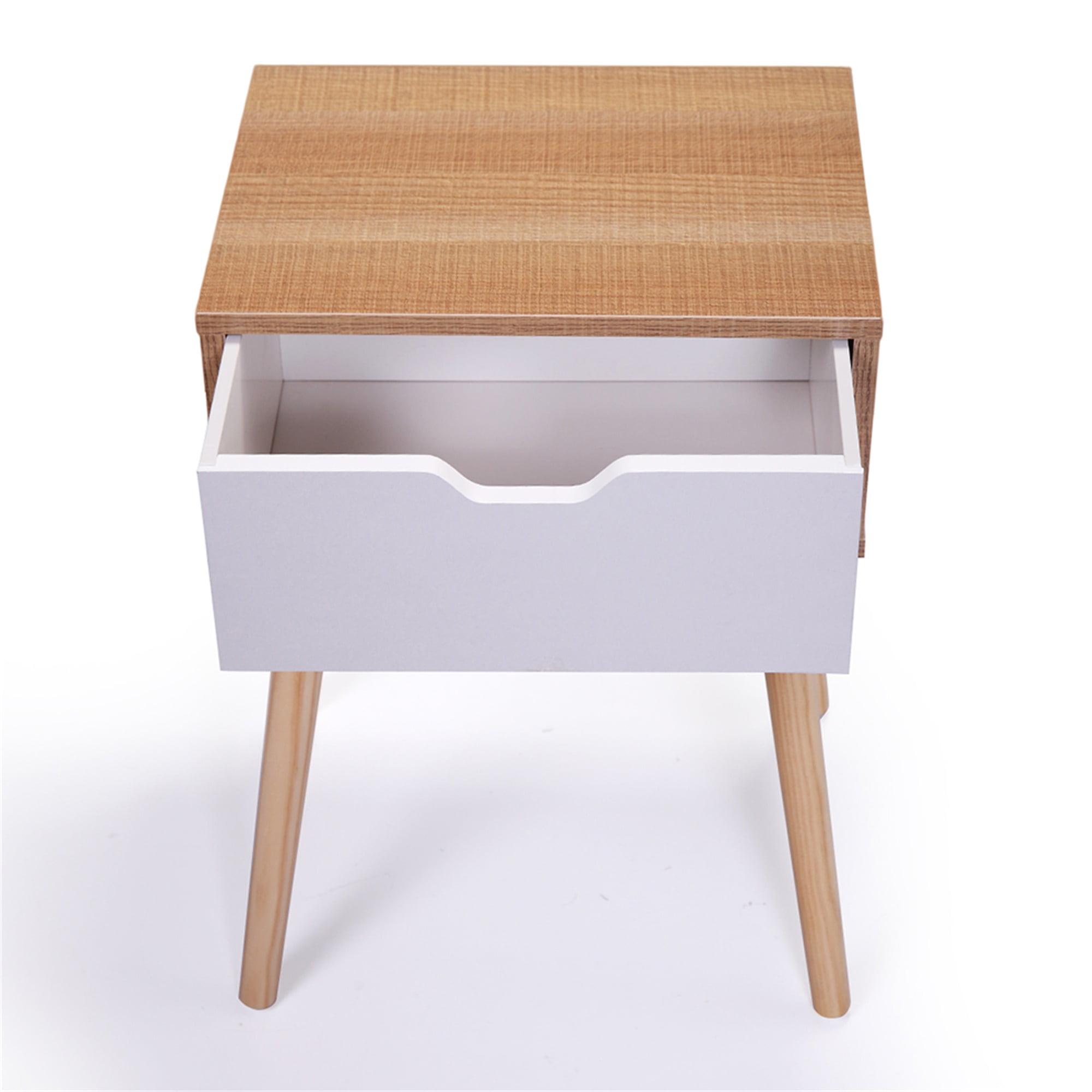 Kepooman 23" Nightstand, End Table with Drawer and Solid Pine Legs, Nightstand Side Table for Bedroom, Light Brown