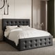 thumbnail image 4 of Spacious tamaño completo size marco de cama: 4 almacenamiento cajones & cabecero, linen forrado, de madera slat support, no necesita colchón base, button tufted design, negra, 4 of 6