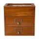 thumbnail image 1 of Caja de almacenamiento de escritorio estuche de joyería de madera con 2 cajones y 6 cuadrículas contenedor de almacenamiento de tipo de cajón para, 1 of 9