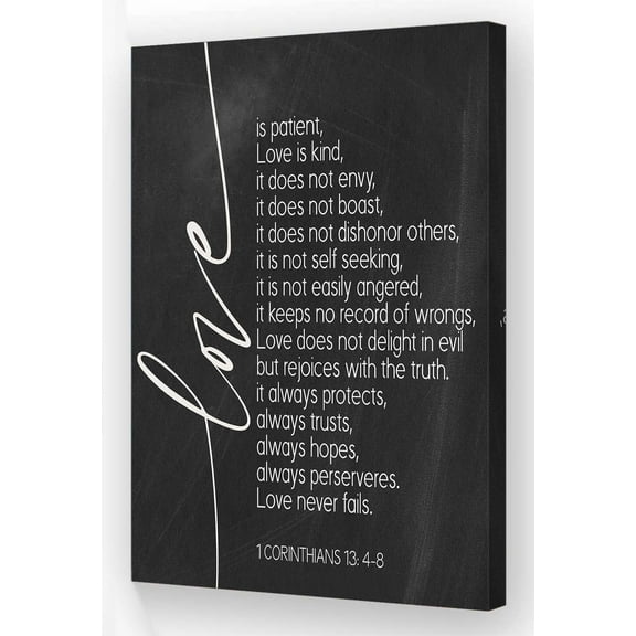 Love Is Patient Love Is Kind Wall Art Bible Verse Poster Framed Vintage Canvas Artwork for Walls Pictures Wall Art Bible Scripture Wall Decor