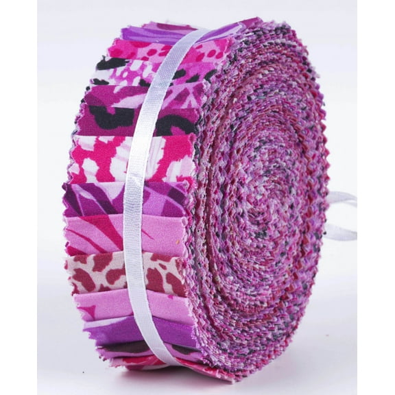 Soimoi 40Pcs Floral Artistic Print Precut Fabrics Strips Roll Up 1.5x42inches Cotton Jelly Rolls For Quilting - Purple
