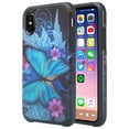 thumbnail image 2 of iPhone XS Case, iPhone X [Shock Proof] Hybrid Dual Layer Armor Defender Protective Phone Case Cover (Blue Butterfly), 2 of 4