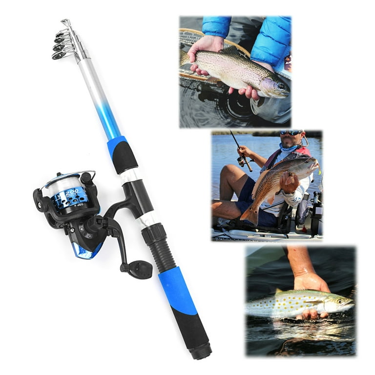 Compact Fishing Gear Set Lixada 2.1m Telescopic Fishing Rod & Spinning Reel Complete Fishing Kit, Size: ZYS-N3, Blue