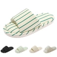 thumbnail image 2 of AUDeals Women Men Stripe Slippers Open Toe Cotton Linen Slide Sandals Soft Soled Lightweight Home Shoes Anti Slip Lounging (Light Green, 8), 2 of 9