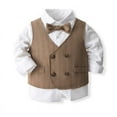 thumbnail image 3 of ETHAN Baby and Big Boy's 4 Piece Pinstripe Vest Suit Set Brown(Size 12 Months to 5Y), 3 of 7