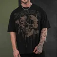 thumbnail image 2 of Camiseta deportiva de manga corta con cuello redondo de algodón de gran tamaño para hombre de Youngla, tela 240, ligera y transpirable, para verano, 2 of 4