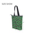 thumbnail image 7 of Zipper canvas bag large capacity large size practical handbag durable Canvas with leather material Powder Green Retro Leopard Print, 7 of 7
