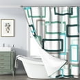 thumbnail image 5 of LFEEY Teal Brown Geometric Abstract Shower Curtain, Modern Minimalist Bathroom Decor, Washable, 72"X84", 5 of 5