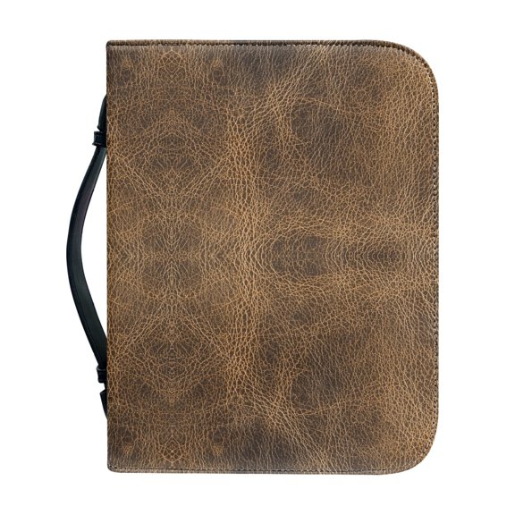 HELLHERO Bronze Speckled Texture Bible Bag with Zippered Pockets Large Capacity Church Bible Bag for Prayer, PU Leather Bible Cover for Christian Prayer