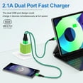 thumbnail image 6 of Charger Block,2 Pack 2.1A Dual Port USB C Charger Block Fast Charging with 4pcs Type C Cable 6FT,Type C Charging Block USB Brick Cube Wall Charger Adapter Phone Chargers Compatible for Android,Green, 6 of 7