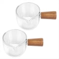 thumbnail image 3 of Crema de Vidrio Transparente 2 Piezas con Manija Madera, Mini Jarra Leche para Café. 50Ml, 3 of 5