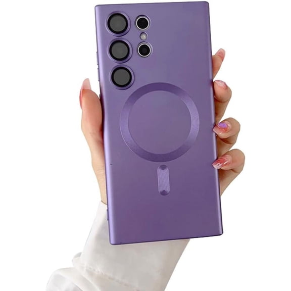 Galaxy S22 Ultra Case Magnetic [Support Magsafe Charger] Wireless Anti-Scratch Shockproof Full Camera Protection Slim Thin Silicon Phone Cover Case for Samsung Galaxy S22 Ultra 6.8"-Purple