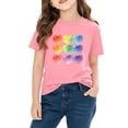 thumbnail image 4 of Girls Cute Heart Short Sleeve T-Shirt | 100% Cotton Kids Rainbow Graphic Tee | Pink Valentine's Day Casual Top Ages 4-10,Size 4 T, 4 of 9