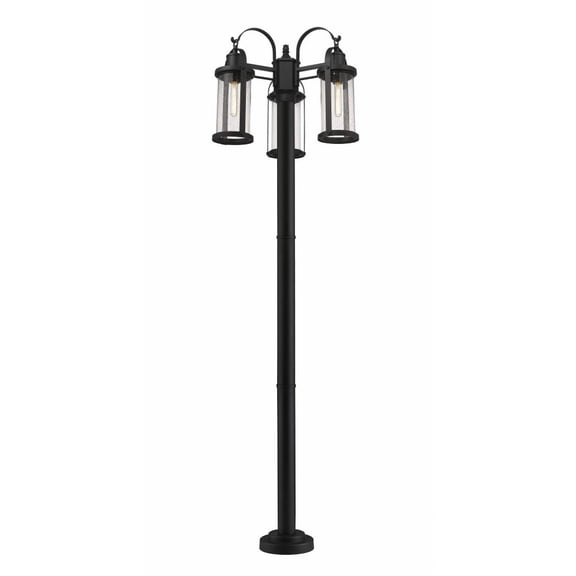 3 Light Outdoor Post Mount Lantern In Period Inspired Style 24 Inches Wide By 94.25 Inches High Z-Lite 569Mp3-567P-Bk