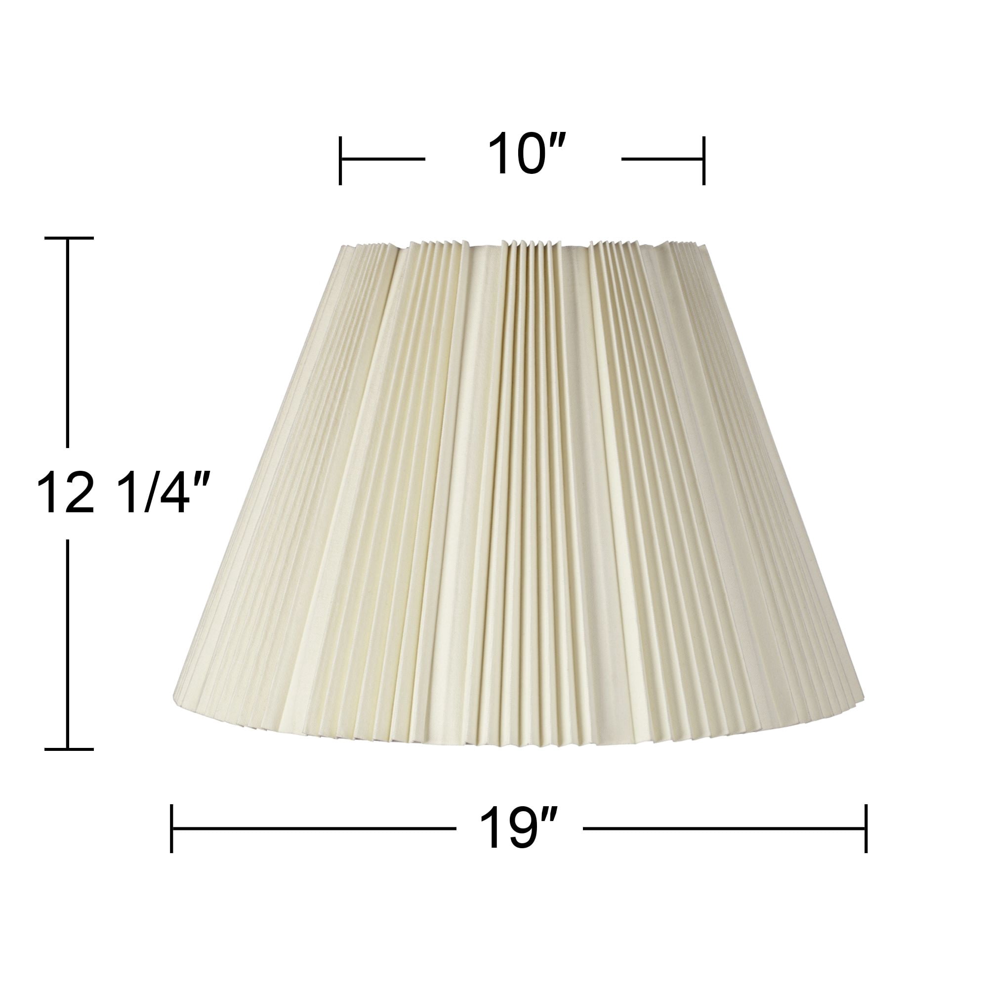 Springcrest Eggshell Pleated Extra Large Lamp Shade 10" Top x 19" Bottom x 12 1/4" High (Spider) Replacement with Harp and Finial