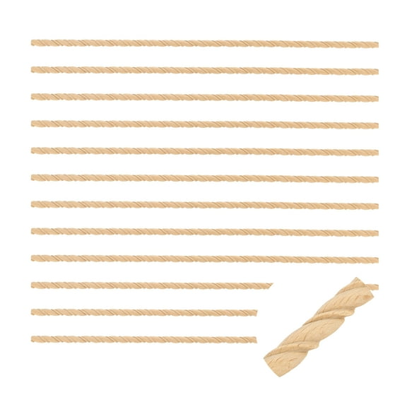 12 Pack 15.75" Decorative Wood Trim, Unfinished 3D Wooden Furniture Molding Trim for DIY Craft, Home Wall Cabinet Shelf Window Door (Twisted-Shaped, 9mm)