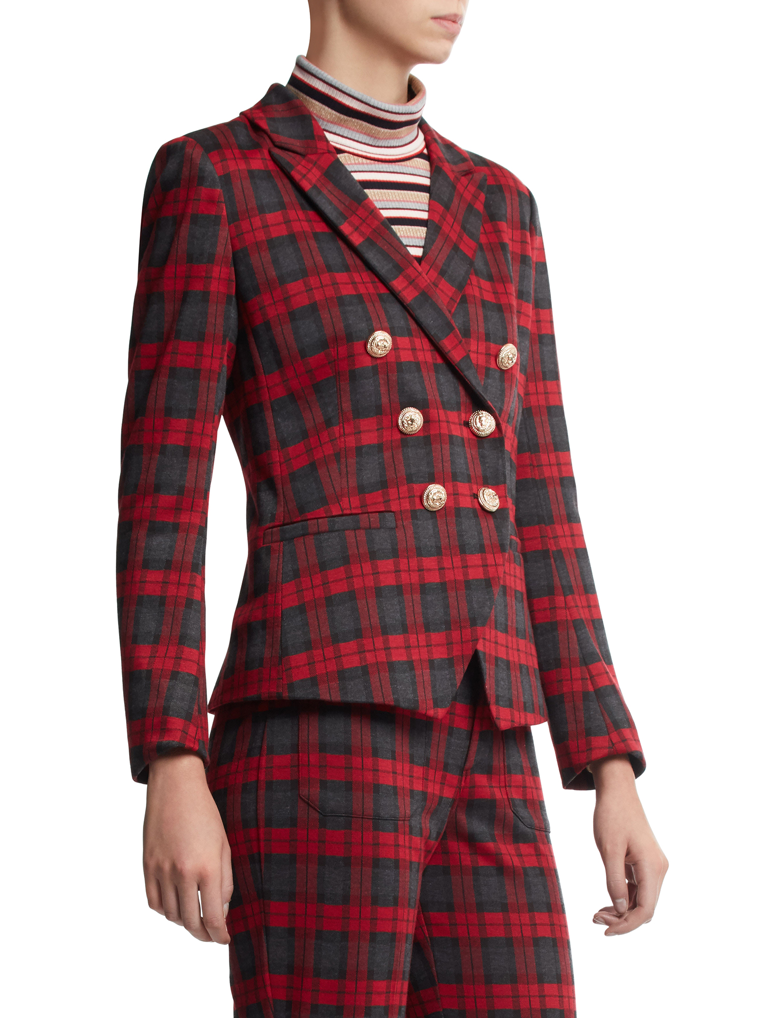 Scoop Plaid Double Breasted Blazer Women's - image 4 of 7