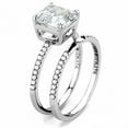 thumbnail image 5 of Womens Rings Silver Princess Cut Squared Stainless Steel Ring with Cubic in Clear, 5 of 5