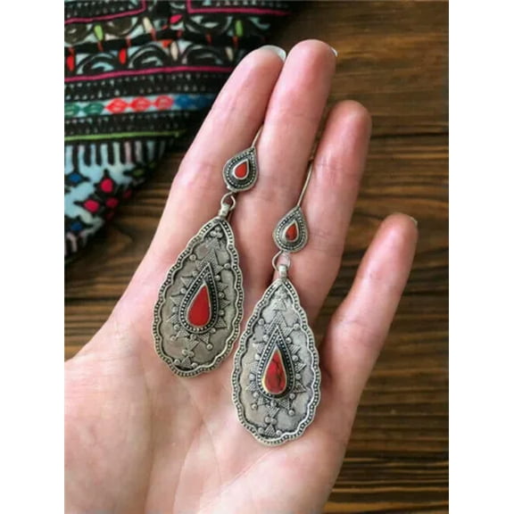 HOOUN Fashion Turquoise 925 Silver Ear Hook Women Earrings Wedding Dangle Drop Jewelry-#22