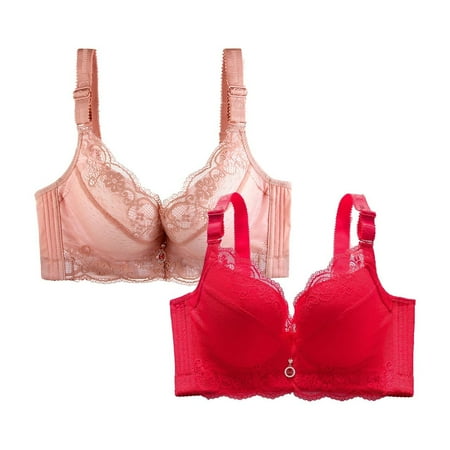 Clearance!Uooqdmx Bras for Women Push Up Bra of 2 Sports Bra Small Breathable Plus Sports Size Lace Bra Bras Sexy Comfortable Bras for Women Hot Pink(2PC) L