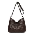 thumbnail image 2 of Christmas Gifts Clearance! SHENGXINY Womens Messenger Handbags Clearance Soft Leather Shoulder Bag, Moms Bag, Ladies Multi Compartment Messenger Bag, Large Capacity Soft Leather Bag Brown, 2 of 3