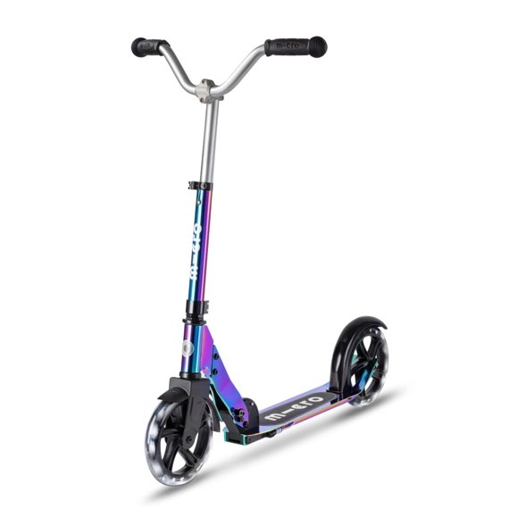Micro Kickboard - Micro Cruiser à DEL Néochrome - Trottinette Micro à Deux Roues, Pliable pour Transport, Conçue en Suisse, pour Enfants, avec Glissement Fluide, Grandes Roues Lumineuses pour 6 Ans et Plus