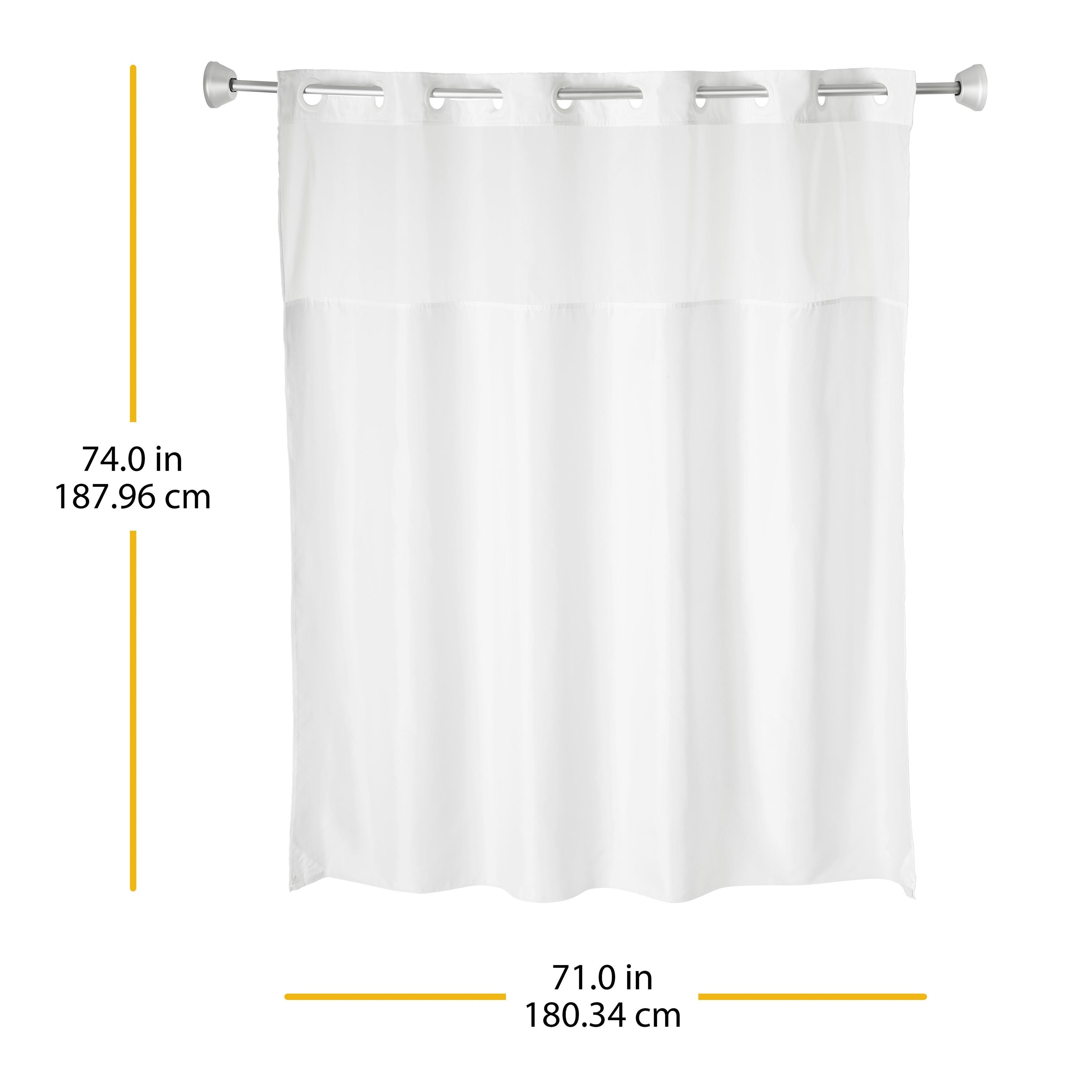 Whitmor No Hook Split Ring Plainweave Shower Curtain with Window, No Snap Liner, 71" x 74"