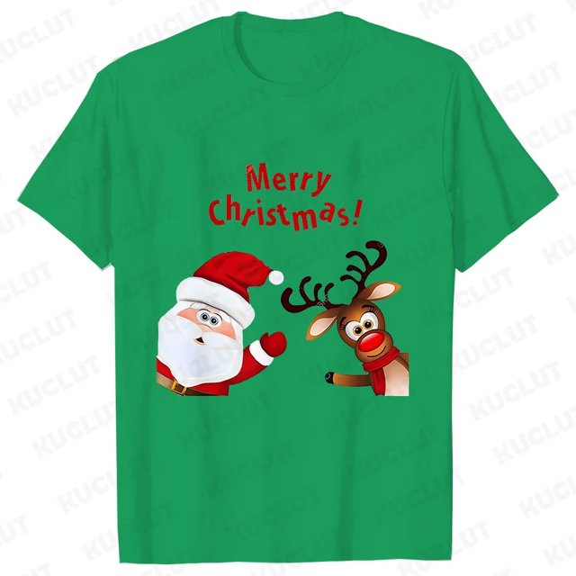 Camiseta de Feliz Navidad para mujer, Tops con estampado de renos de Papá Noel, ropa informal estilo Hip Hop, pantalón corto informal, camiseta de manga, ropa femenina