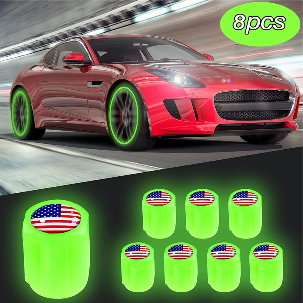 Night Glow Luminous Wheels Tire Air Caps Cover Fluorescent Illuminated for Car, SUV, Motorcycles