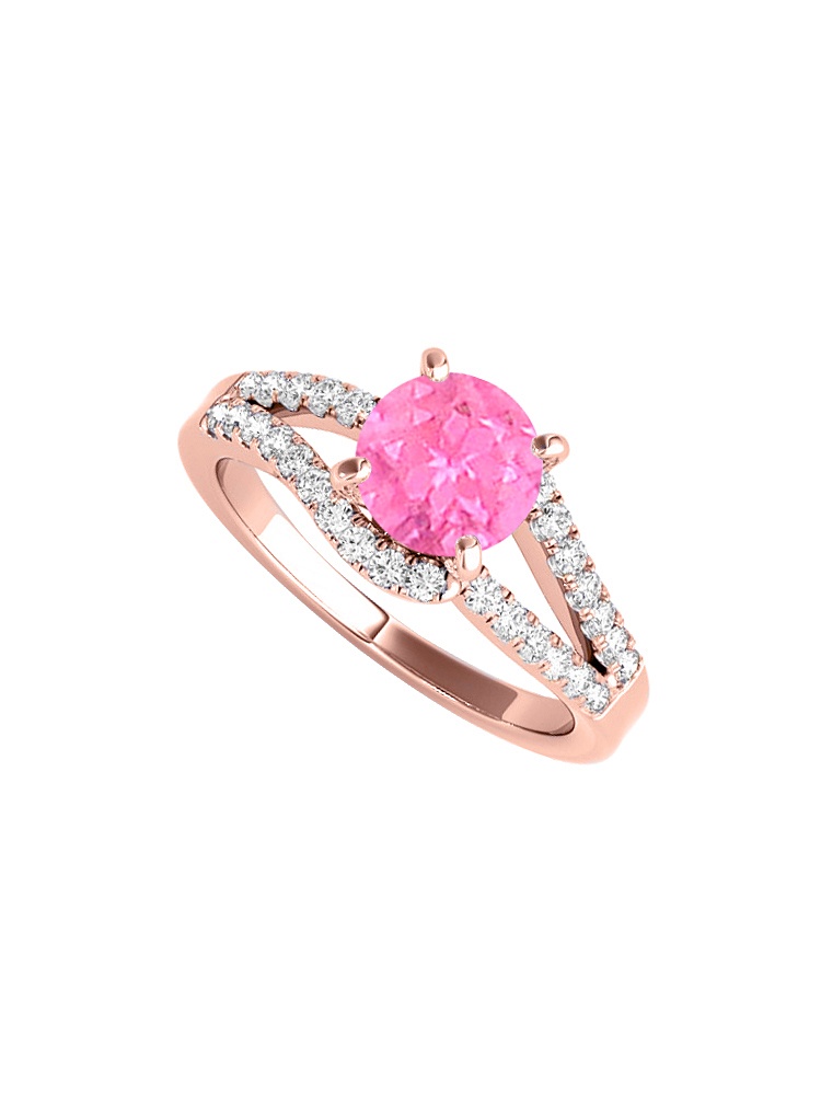 Prong Set Pink Sapphire Cubic Zirconia Engagement Ring in Rose Gold by Love Bright